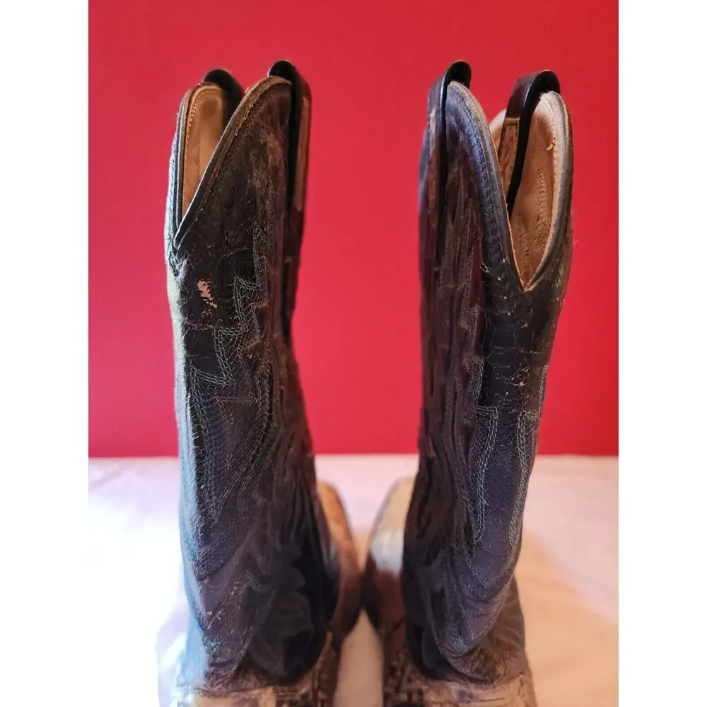 Vintage R R Navarro Snakeskin Cowboy Boots Western Men's 8 8.5 D